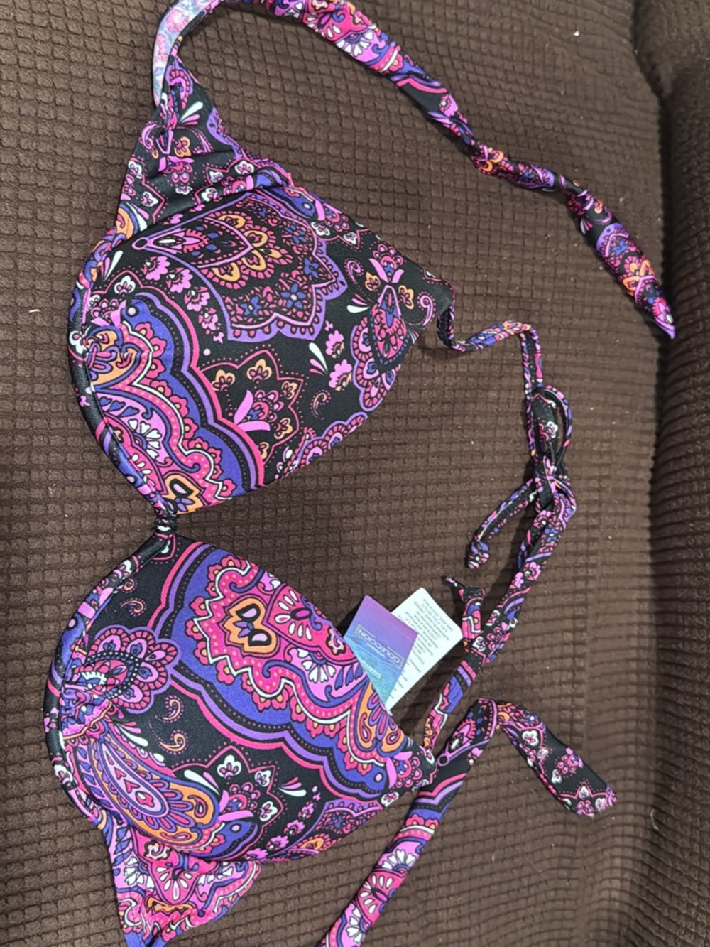 Purple Paisley Push-Up Bikini Top - Women Swim size M